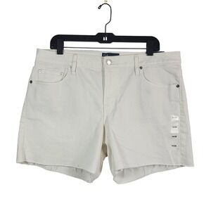 GAP Denim Women White 5" Cutoff Jean Shorts Mid Rise Frayed Hem 14/32‎ Beach NWT
